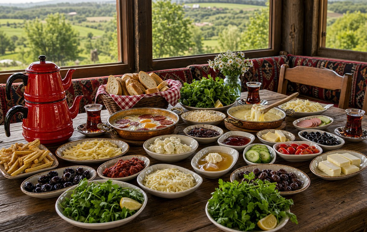 Sapak Et Mangal Bafra hafta sonu kahvaltı sofrası